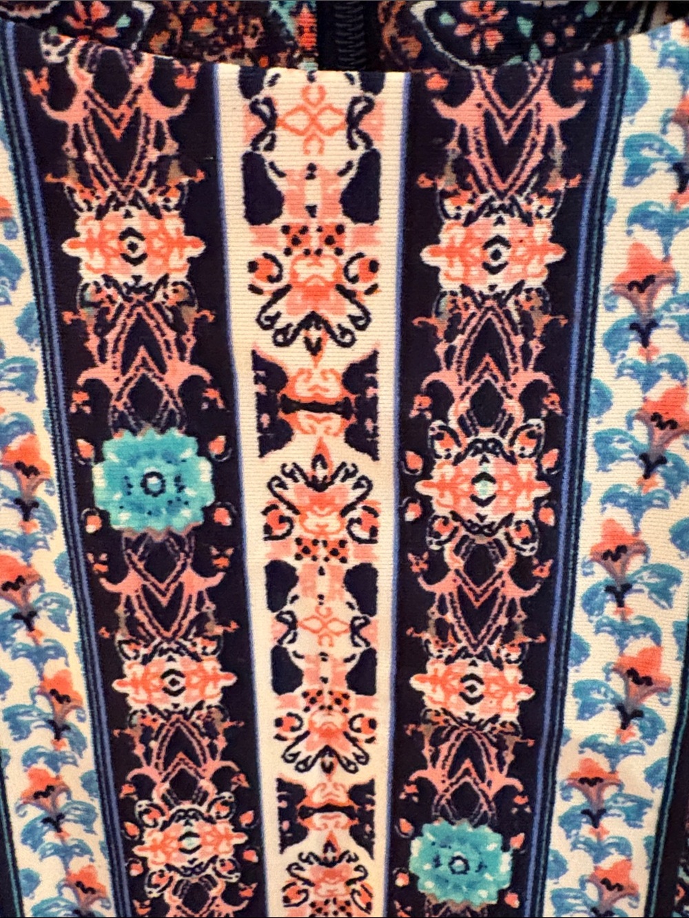 karin stevens Navy, Coral & Light Blue Printed Midi Dress - Picture 4 of 6